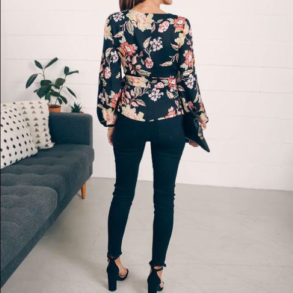 Floral Wrap Top - Picture 6 of 6